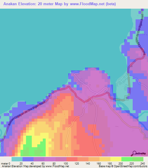 Anakan,Philippines Elevation Map