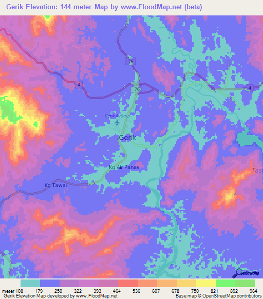 Gerik,Malaysia Elevation Map