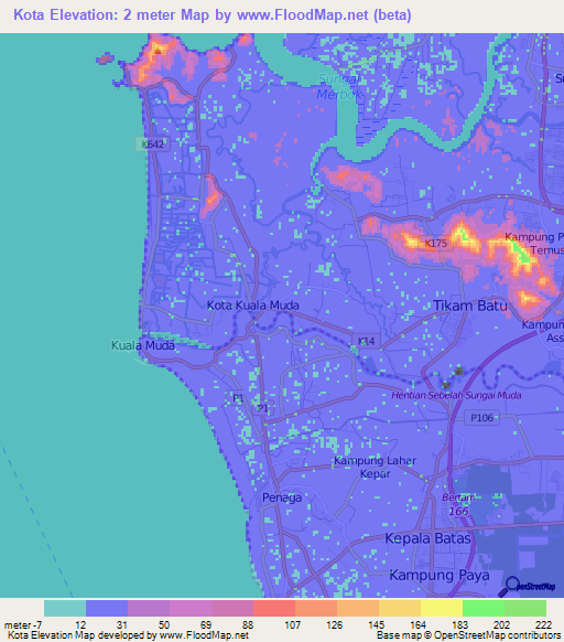 Kota,Malaysia Elevation Map