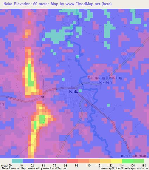 Naka,Malaysia Elevation Map