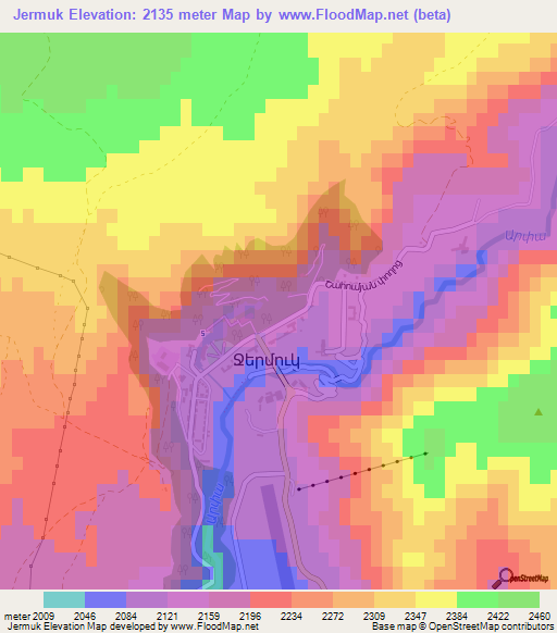 Jermuk,Armenia Elevation Map