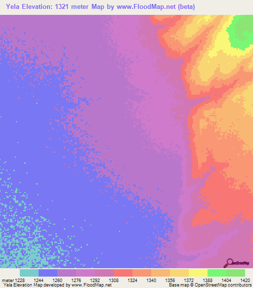 Yela,Zambia Elevation Map