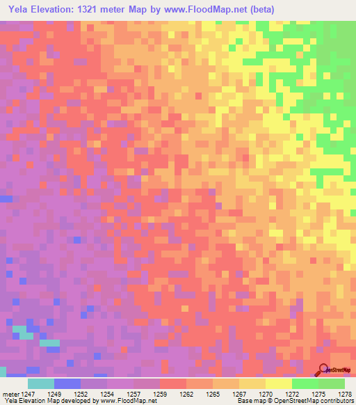 Yela,Zambia Elevation Map