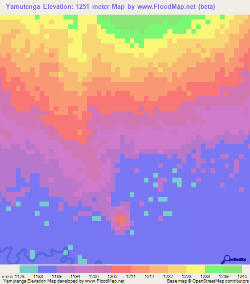 Yamutenga,Zambia Elevation Map