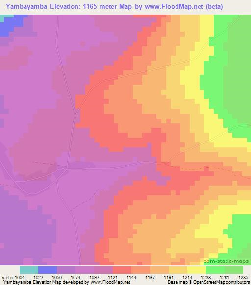 Yambayamba,Zambia Elevation Map