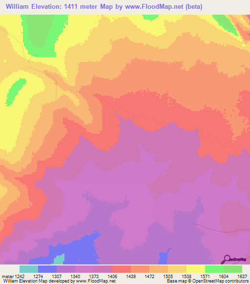 William,Zambia Elevation Map