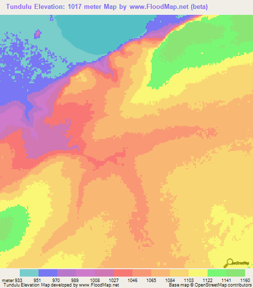 Tundulu,Zambia Elevation Map