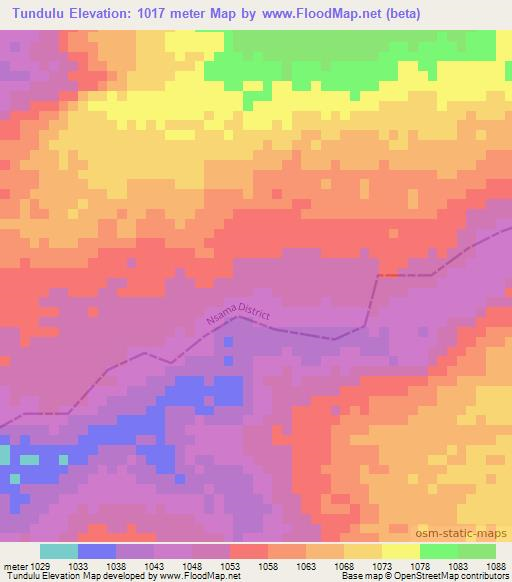 Tundulu,Zambia Elevation Map