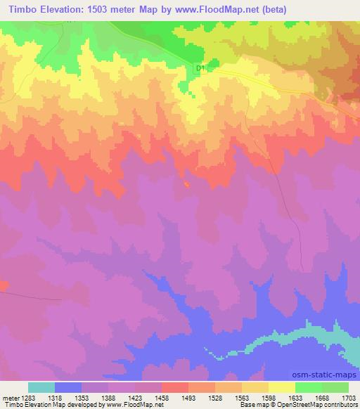 Timbo,Zambia Elevation Map