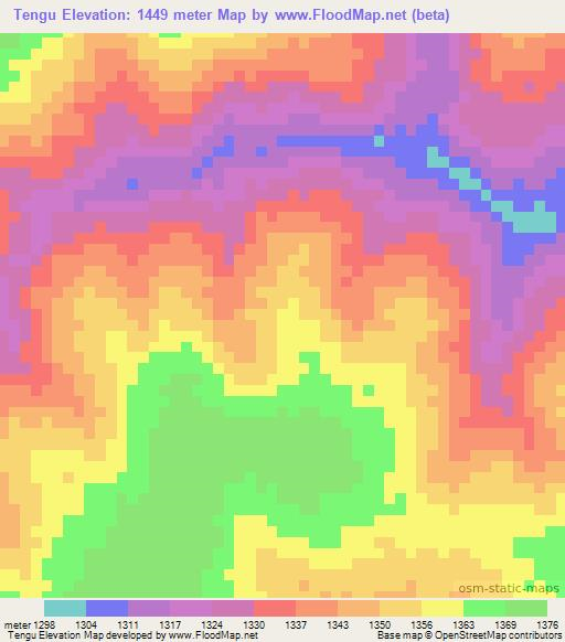 Tengu,Zambia Elevation Map