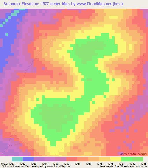 Solomon,Zambia Elevation Map