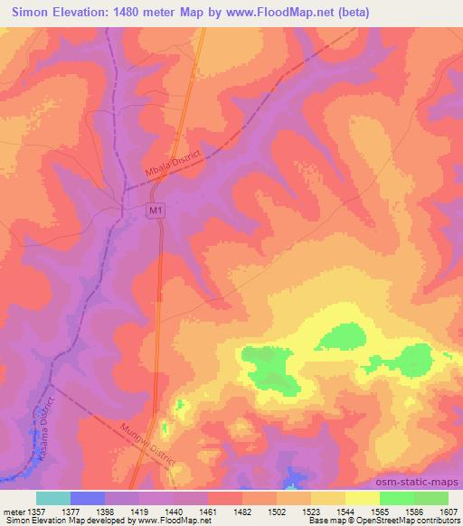 Simon,Zambia Elevation Map