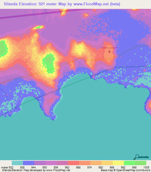 Silanda,Zambia Elevation Map