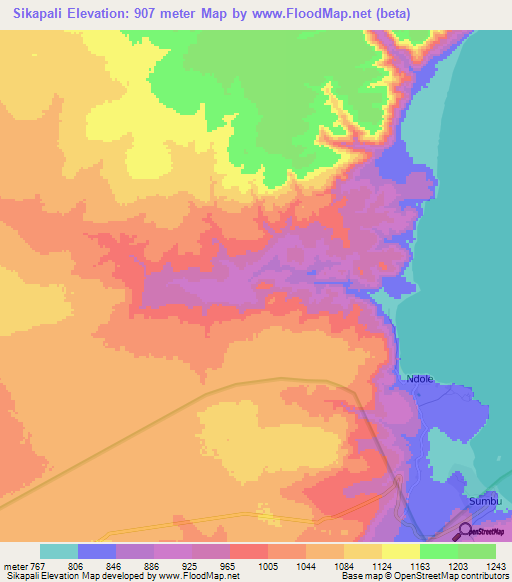 Sikapali,Zambia Elevation Map