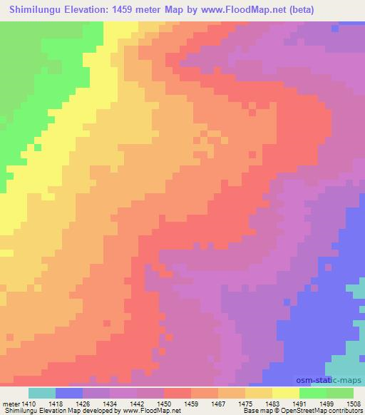 Shimilungu,Zambia Elevation Map