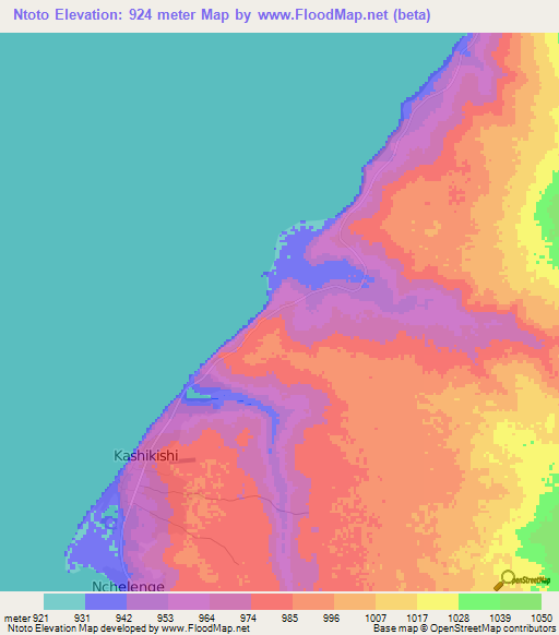 Ntoto,Zambia Elevation Map