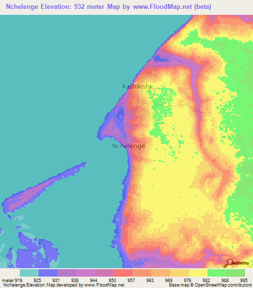 Nchelenge,Zambia Elevation Map