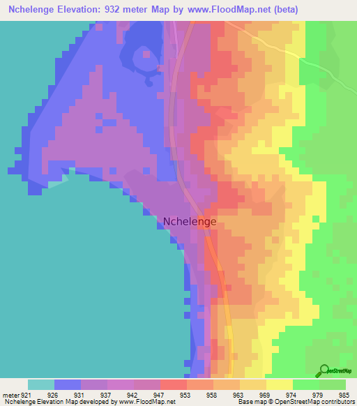 Nchelenge,Zambia Elevation Map