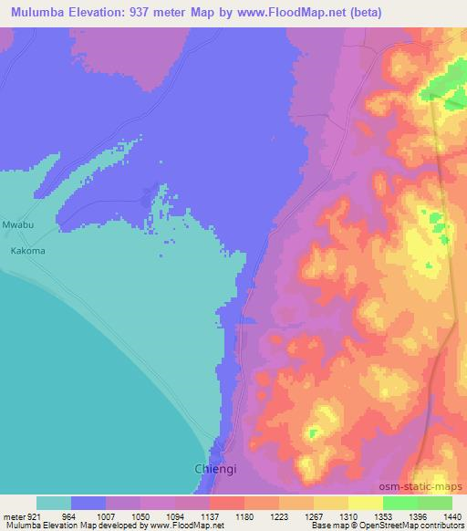 Mulumba,Zambia Elevation Map