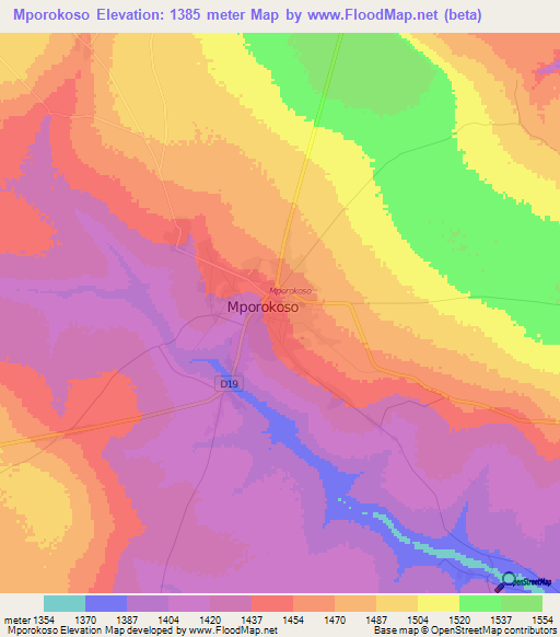 Mporokoso,Zambia Elevation Map