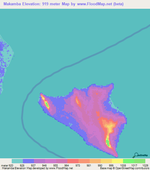 Makamba,Zambia Elevation Map