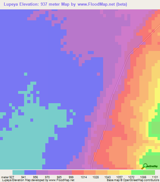 Lupeya,Zambia Elevation Map