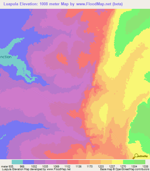 Luapula,Zambia Elevation Map