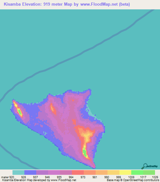 Kisamba,Zambia Elevation Map