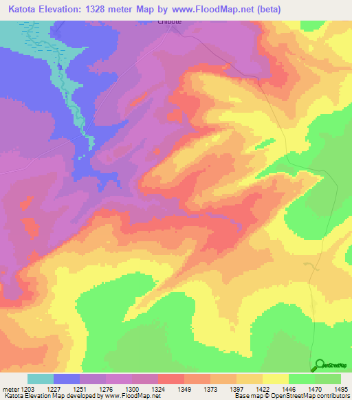 Katota,Zambia Elevation Map