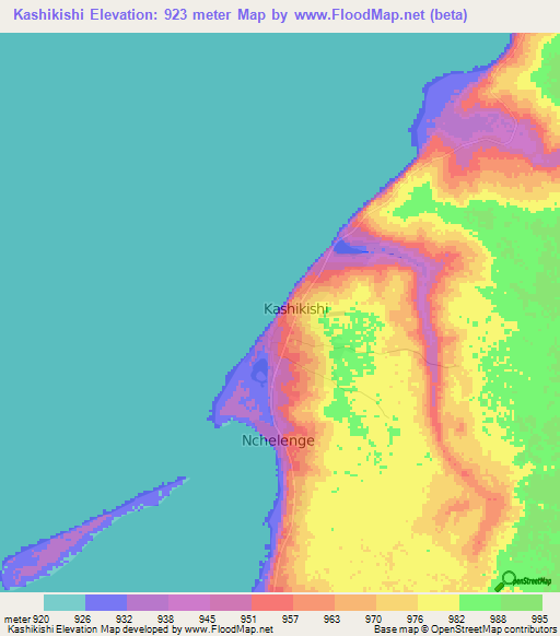 Kashikishi,Zambia Elevation Map