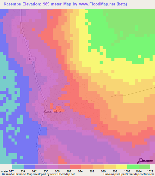 Kasembe,Zambia Elevation Map