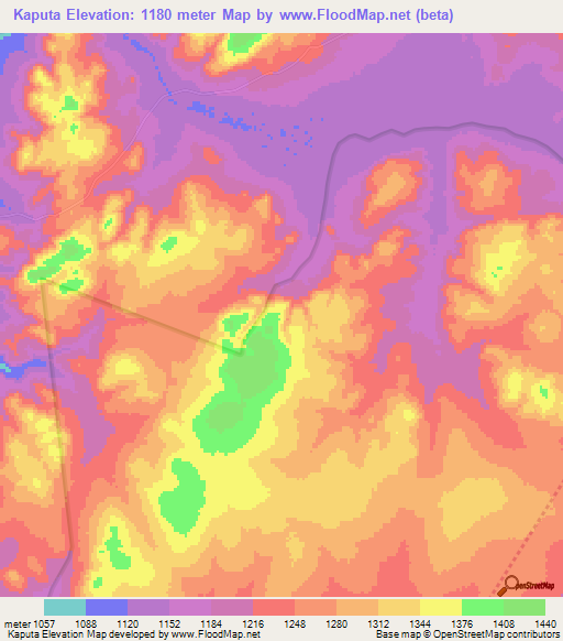 Kaputa,Zambia Elevation Map