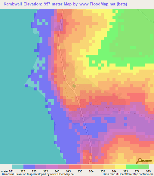 Kambwali,Zambia Elevation Map