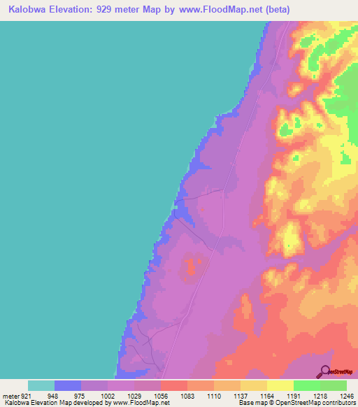 Kalobwa,Zambia Elevation Map