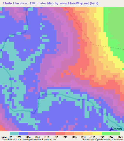 Chulu,Zambia Elevation Map