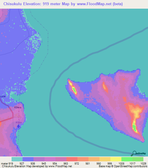 Chisukulu,Zambia Elevation Map