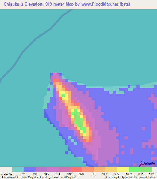 Chisukulu,Zambia Elevation Map