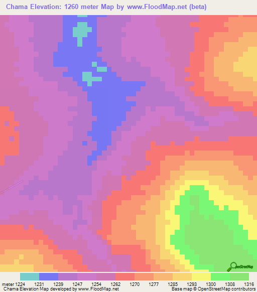 Chama,Zambia Elevation Map