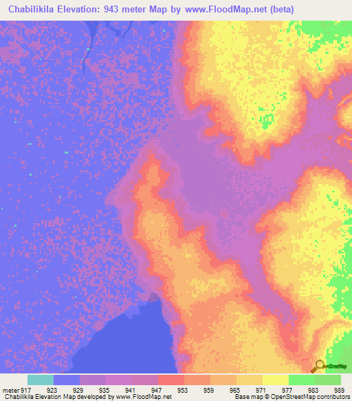 Chabilikila,Zambia Elevation Map