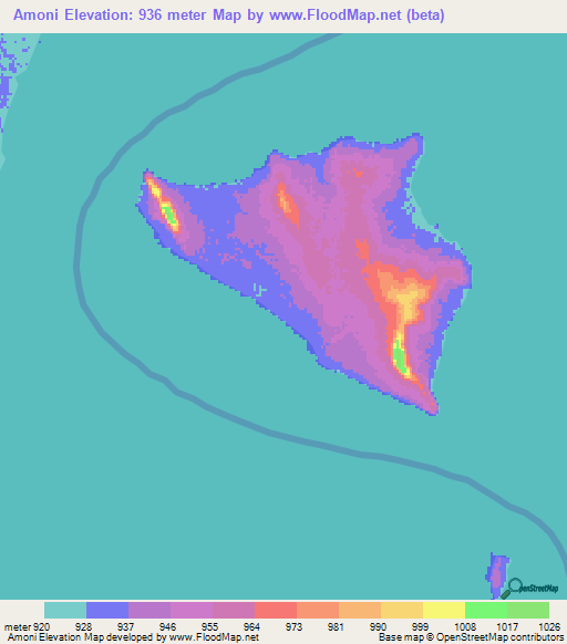 Amoni,Zambia Elevation Map