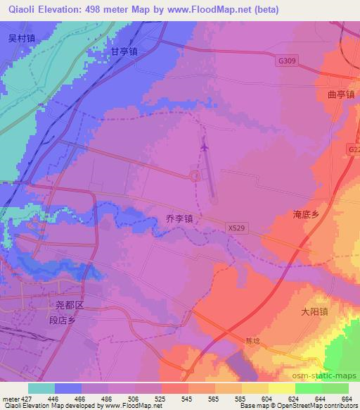 Qiaoli,China Elevation Map