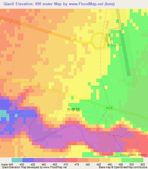 Qiaoli,China Elevation Map