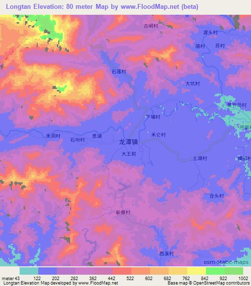 Longtan,China Elevation Map