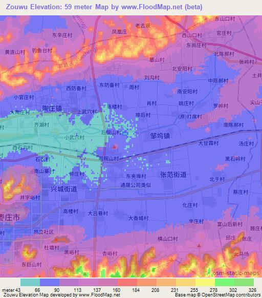 Zouwu,China Elevation Map