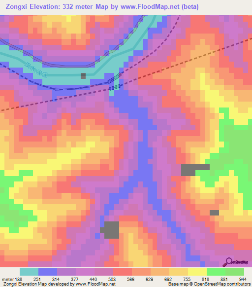 Zongxi,China Elevation Map