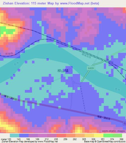 Zishan,China Elevation Map