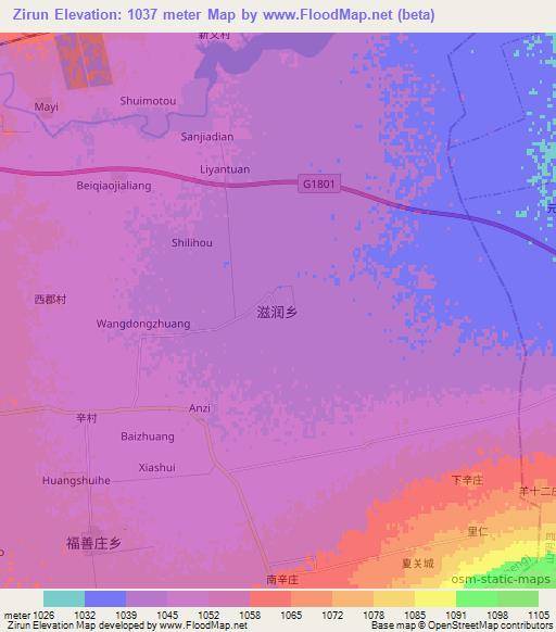 Zirun,China Elevation Map