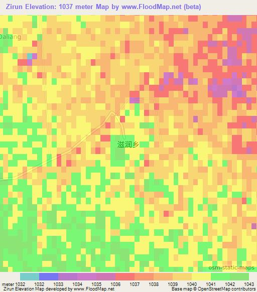 Zirun,China Elevation Map