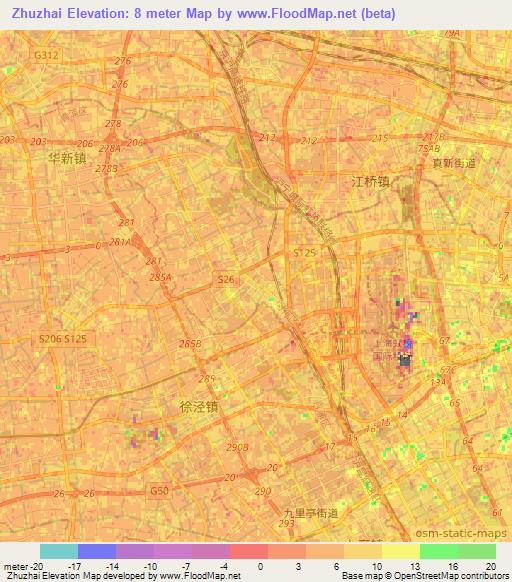 Zhuzhai,China Elevation Map