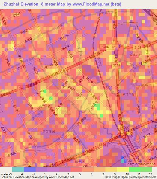 Zhuzhai,China Elevation Map